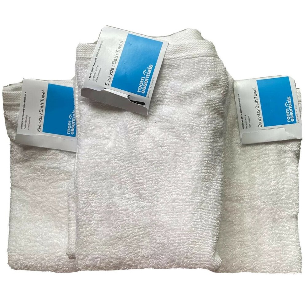 Room Essentials 1 Bath Towel White Fast Dry White